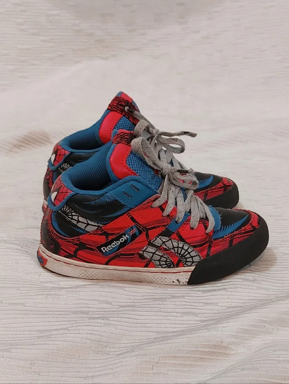 Reebok/Marvel Kids Red and Blue Spiderman-Themed Sneakers Size 12